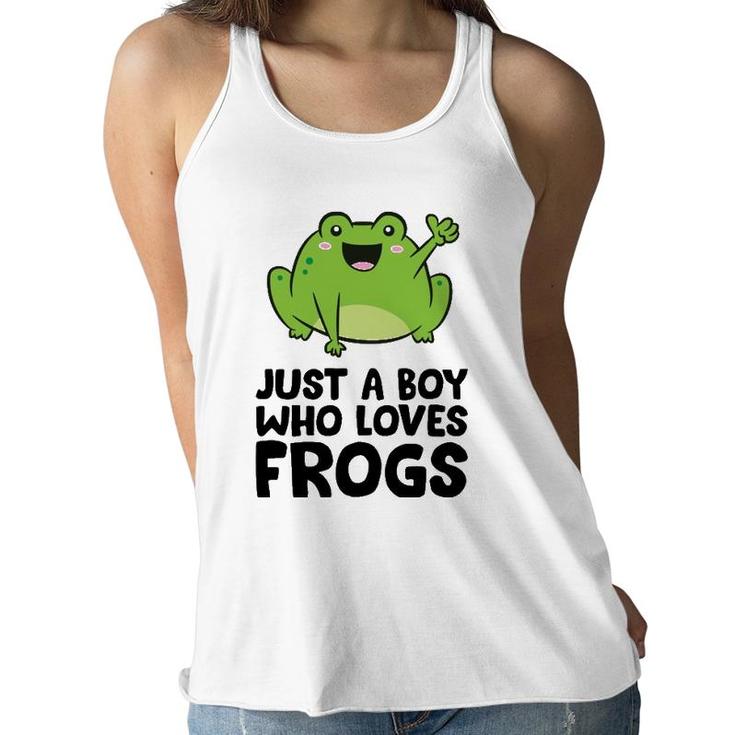 Just A Boy Who Loves Frogs  Women Flowy Tank