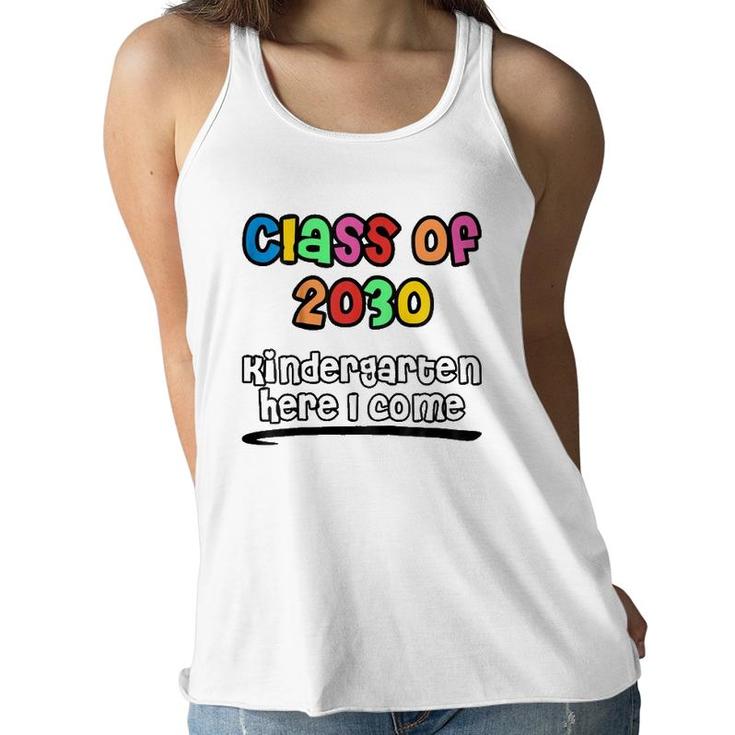 Kids Class Of 2030 Kindergarten Here I Come Colorful Youth Women Flowy Tank