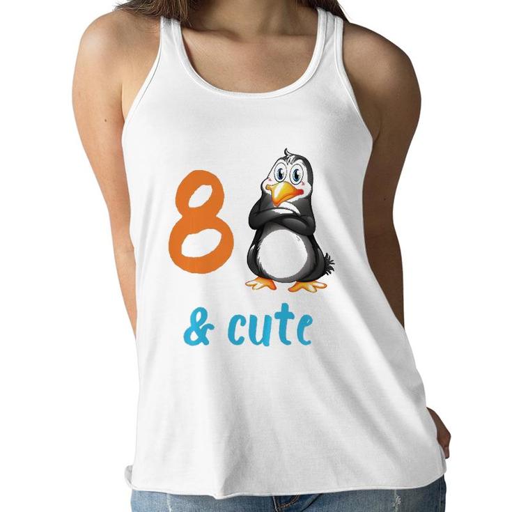 Kids Funny Penguin 8Th Birthday  8 Years Old Bday Party Gift  Women Flowy Tank