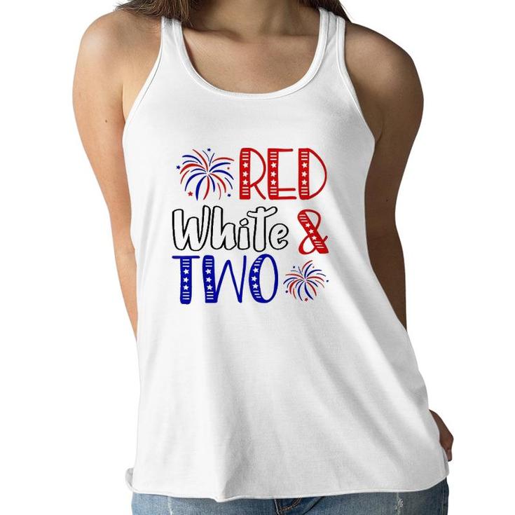 Kids Red White & Two 2Nd Birthday 4Th Of July Independence Day Women Flowy Tank
