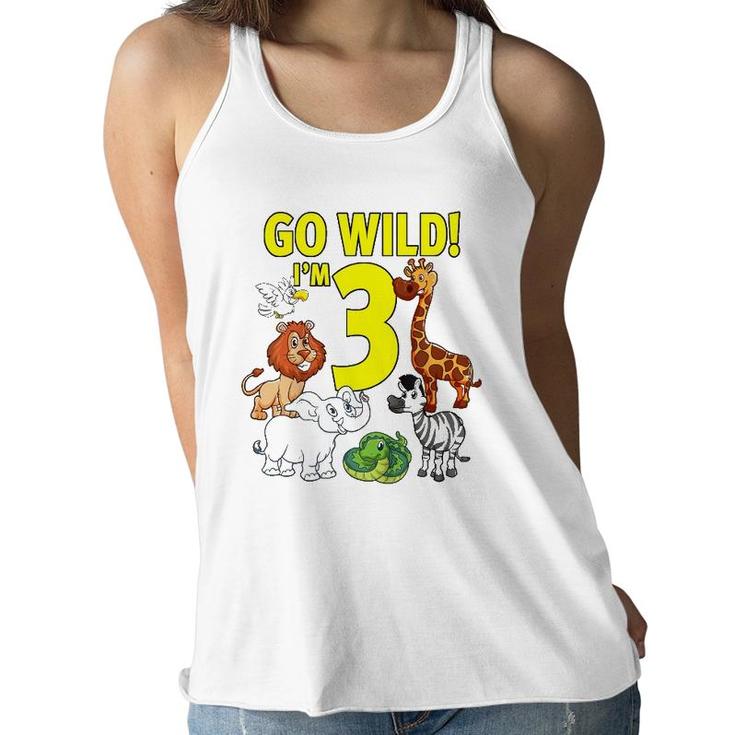 Kids Zoo Themed Birthday  For 3 Years Old Women Flowy Tank
