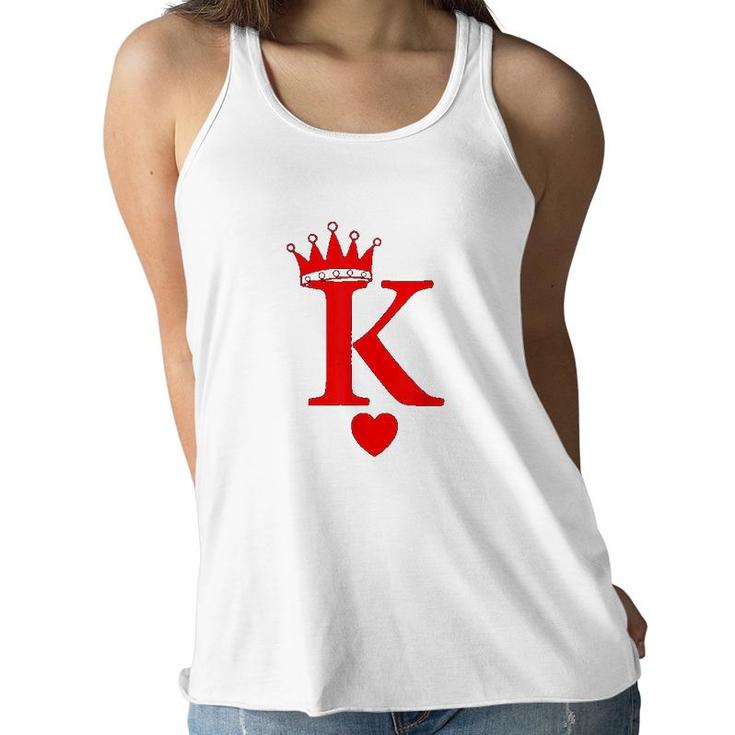 King Of Hearts Queen Of Hearts Playing Cards Deck Of Cards  Women Flowy Tank