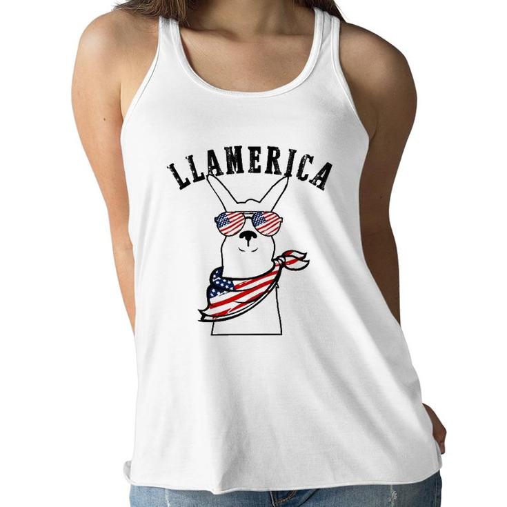 Llamerica Llama 4Th Of July American Flag For Men Women Kids Women Flowy Tank