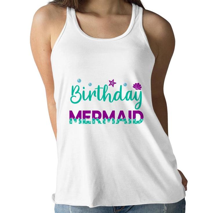 Mermaid Matching Family Birthday Blue Purple Women Flowy Tank