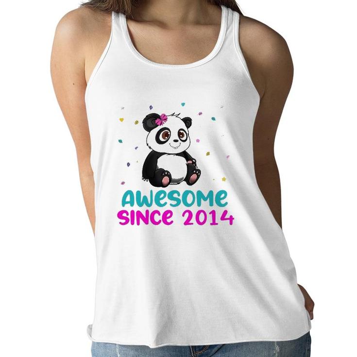 Panda Bear Girl Birthday Gift Love Awesome Since 2014 Ver2 Women Flowy Tank