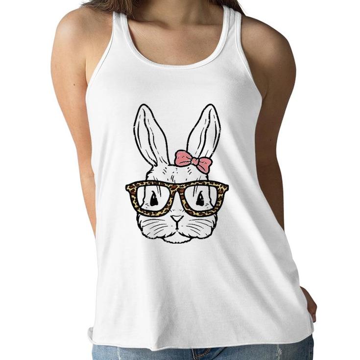 Rabbit Bunny Wearing Leopard Glasses Cute Easter Girls Women Tank Top Women Flowy Tank