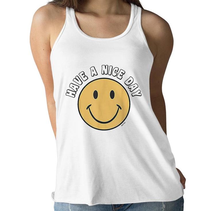 Retro Kid Adult Puck Smile Face Have A Nice Day Smile Happy Face Women Flowy Tank