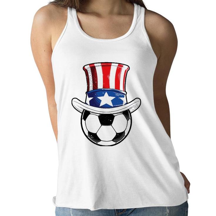 Soccer Uncle Sam 4Th Of July Kids Boys American Flag Funny Women Flowy Tank