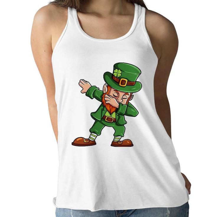 St Patrick's Day Dabbing Leprechaun Irish Boys Girls Kids Dab Women Flowy Tank
