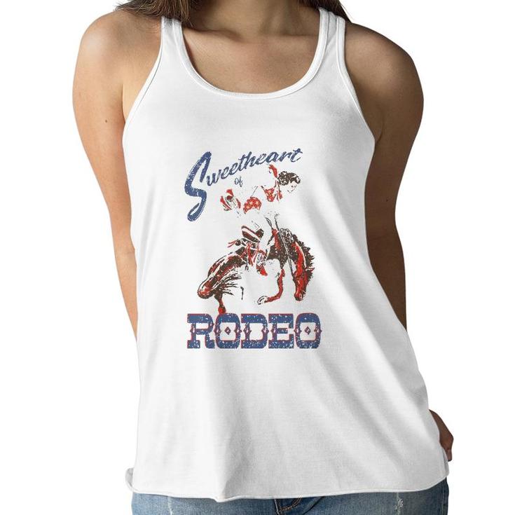 Sweetheart Of The Rodeo Western Cowboy Cowgirl Vintage Cute V-Neck Women Flowy Tank