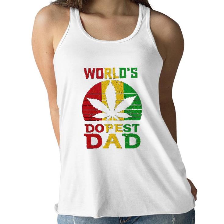 Weed Three Color Worlds Dopest Dad Funny Leaf Fashion For Men Women Women Flowy Tank