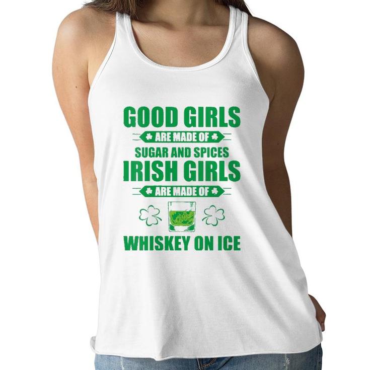 Womens Irish Girls Are Made Of Whiskey On Ice St Patrick's Day Party V-Neck Women Flowy Tank