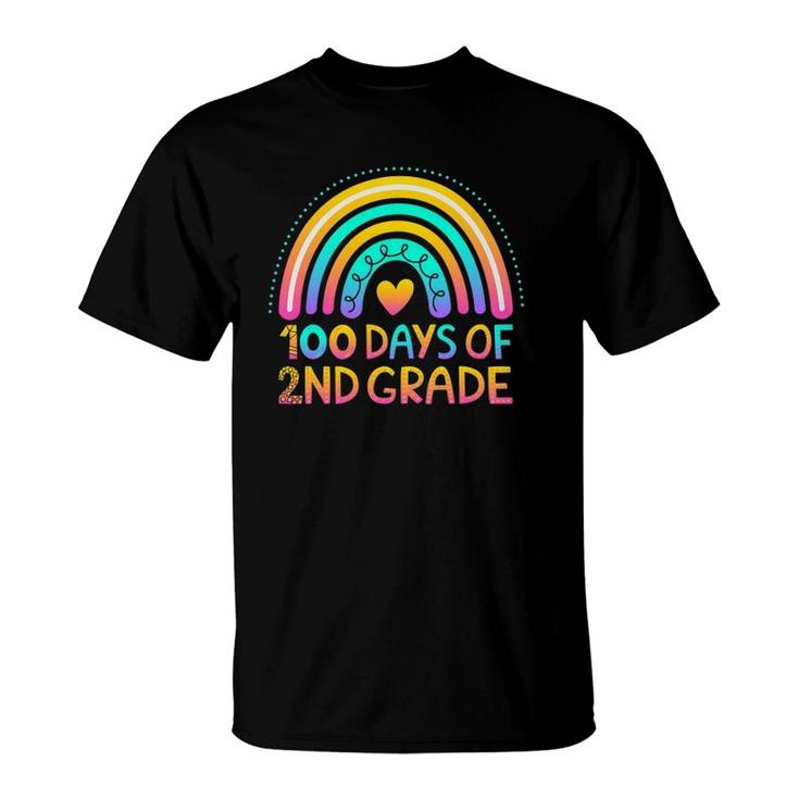100 Days Of 2Nd Grade 100Th Day Of School Teacher Rainbow T-Shirt