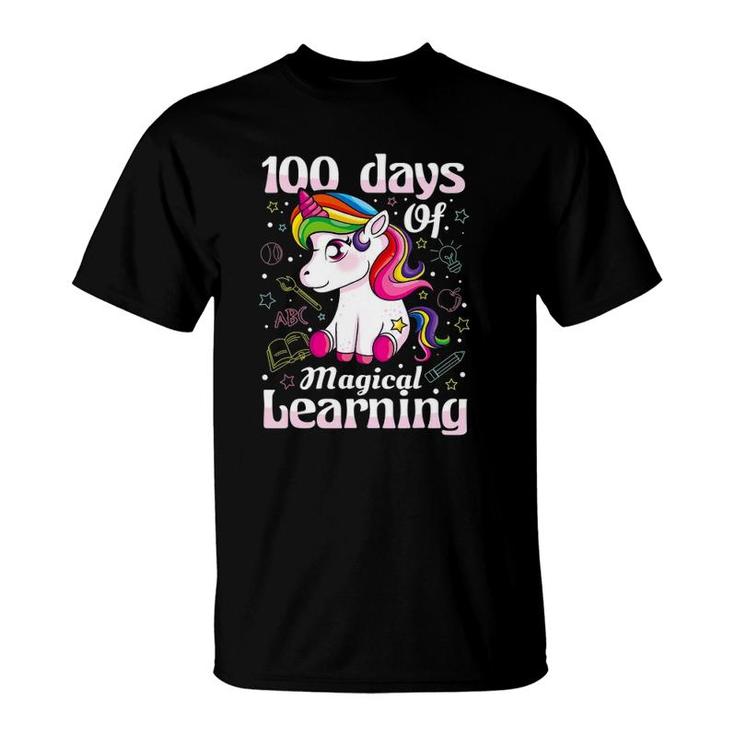 100 Days Of Magical Learning 100Th Day Of School Unicorn Kid T-Shirt