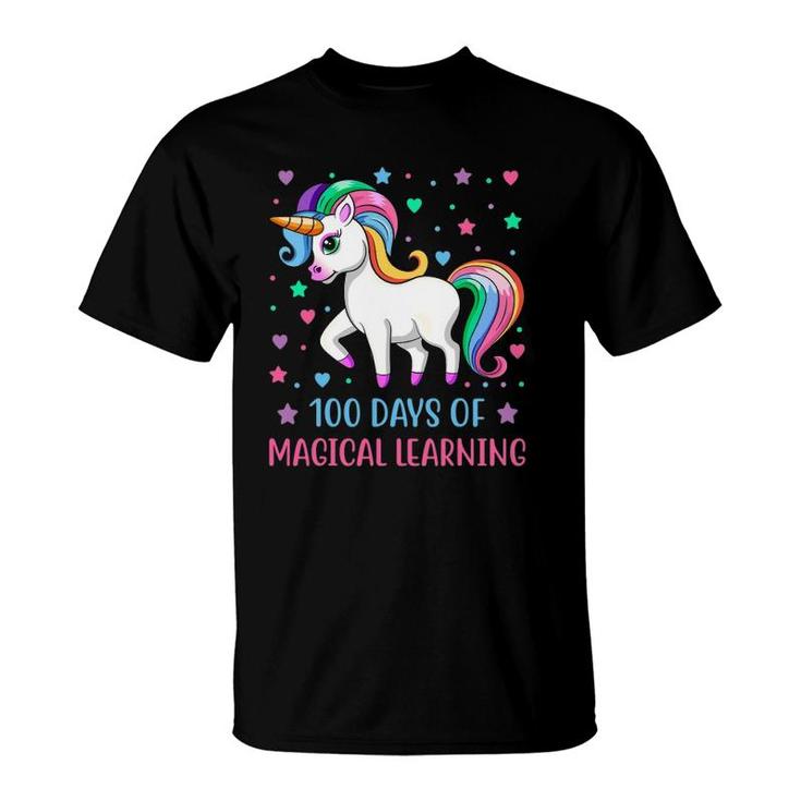 100 Days Of Magical Learning Unicorn 100 Days Of School Girl T-Shirt