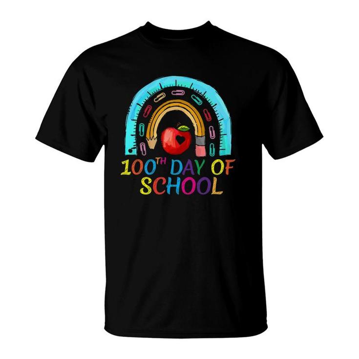 100 Days Of School - 100Th Day Of School Rainbow Girls Boys T-Shirt