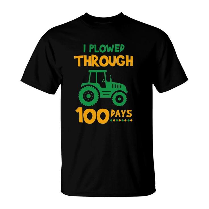 100 Days Of School  For Boys - Plowed Through 100 Days T-Shirt