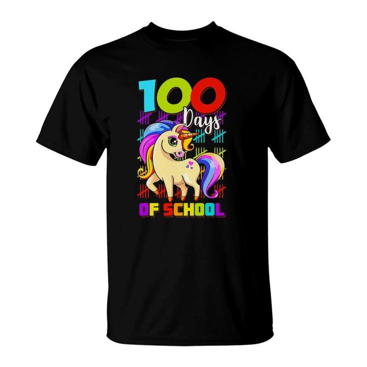 100 Days Of School Unicorn Lover Boys Girls 100 Days Smarter T-Shirt