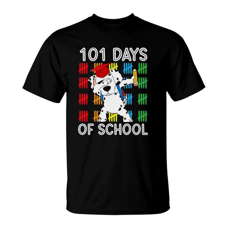 101 Days Of School Dalmatian Dog 100 Days Smarter Boys Girls  T-Shirt