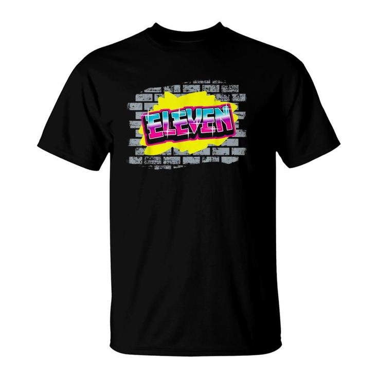 11 Years Old 11Th Birthday Graffiti Air Brick Styled Boy Girl T-Shirt