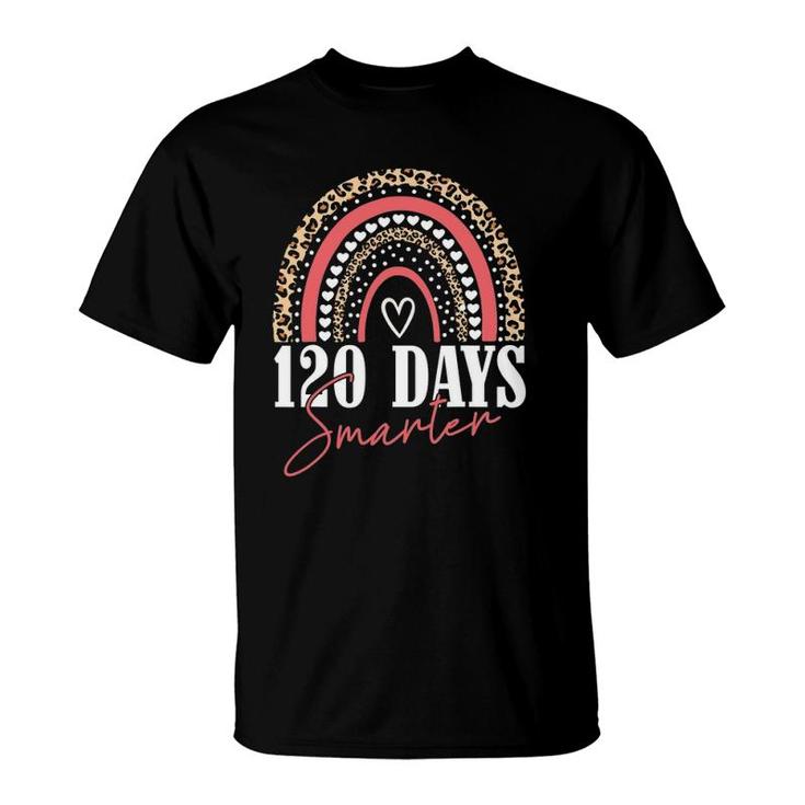 120 Days Smarter Happy 120Th Day Of School Rainbow Leopard T-Shirt