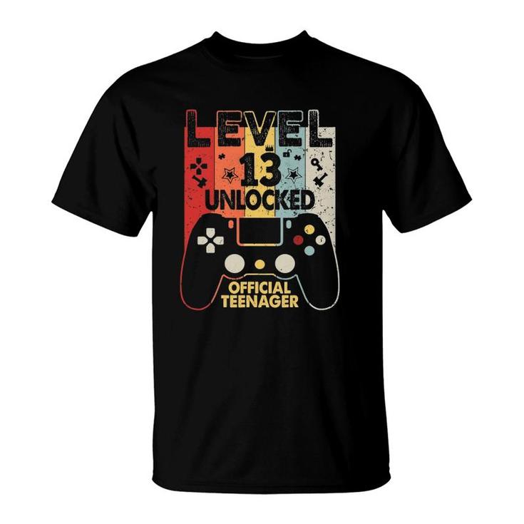 13Th Birthday Boy  Level 13 Unlocked Official Teenager T-Shirt