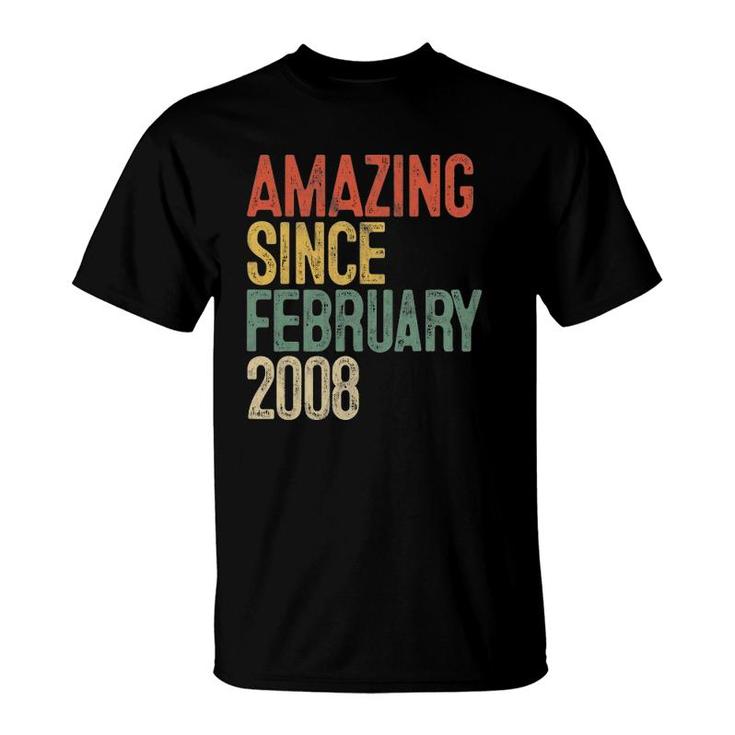 14 Years Old Gifts Amazing Since February 2008 14Th Birthday T-Shirt