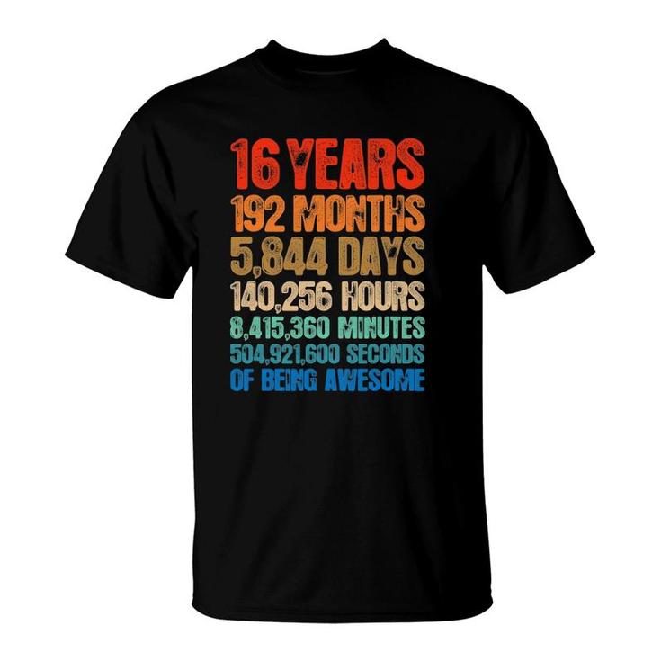 16 Years Old 16Th Birthday Vintage Retro 192 Months T-Shirt