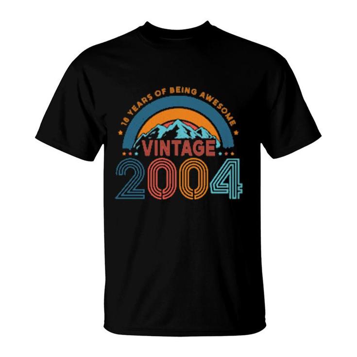 18 Years Old Retro 80S Style 18Th Birthday Born In 2004  T-Shirt