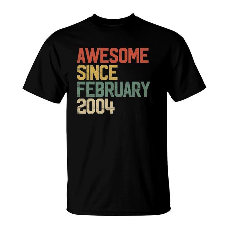 18Th Birthday Gifts Awesome Since February 2004 18 Years Old T-Shirt