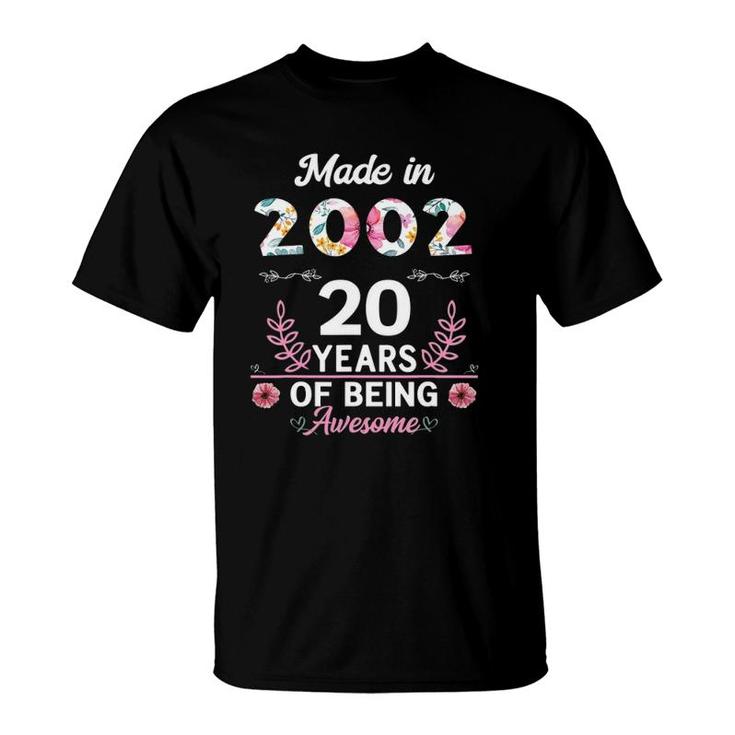 20 Years Old Gifts 20Th Birthday Born In 2002 Women Girls T-Shirt