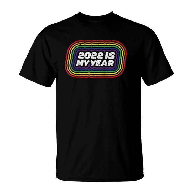 2022 Is My Year Lgbtq Pride Flag Distressed Happy Nye Raglan Baseball Tee T-Shirt