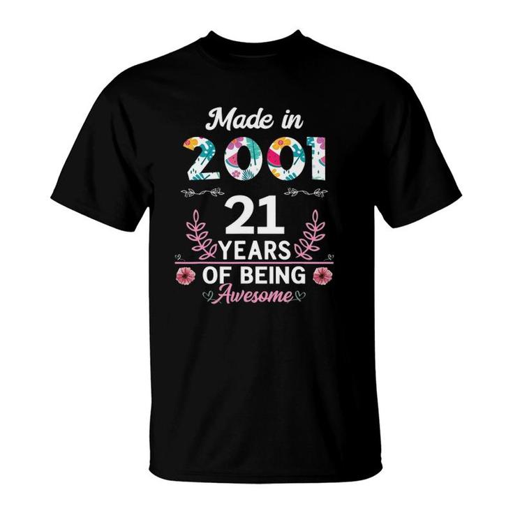 21 Years Old Gifts 21St Birthday Born In 2001 Women Girls T-Shirt