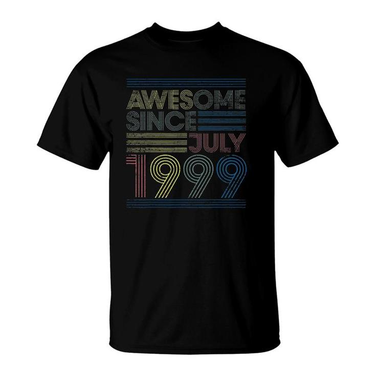 22Nd Birthday Gifts Vintage - Awesome Since July 1999 Ver2 T-Shirt