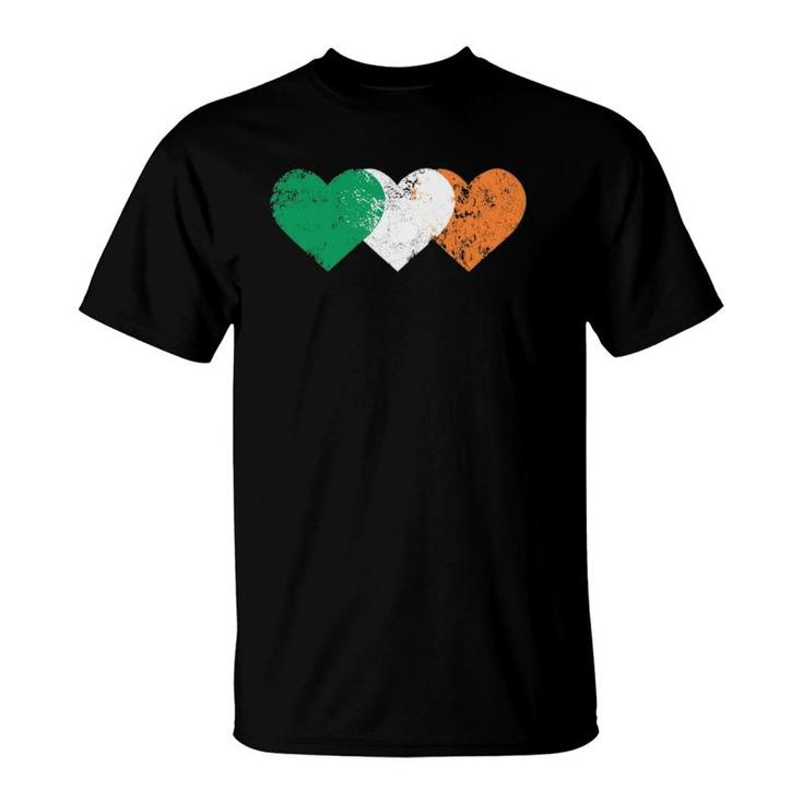 3 Hearts Ireland Flag St Patricks Day Irish Flags Men Women T-Shirt