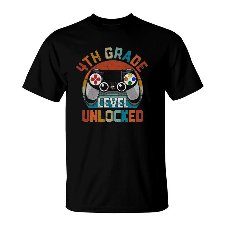4Th Grade Level Unlocked Video Game Back To School Boys Kids T-Shirt