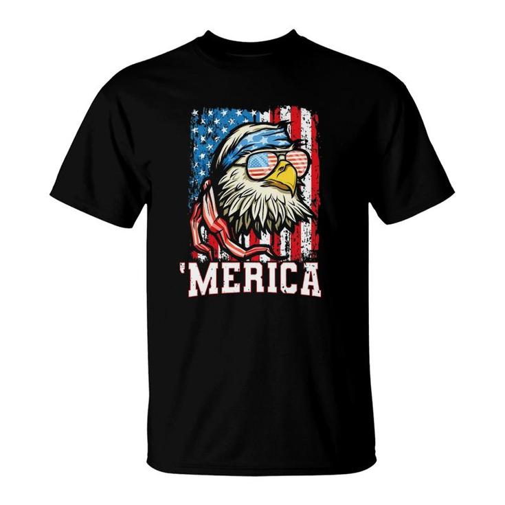 4Th Of July Bald Eagle Usa Flag Patriotic Merica T-Shirt