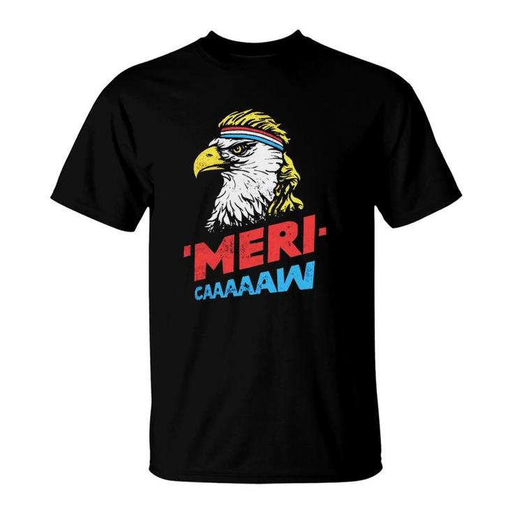 4Th Of July 'Meri-Caaaaaw Patriotic American Eagle Mullet Headband T-Shirt