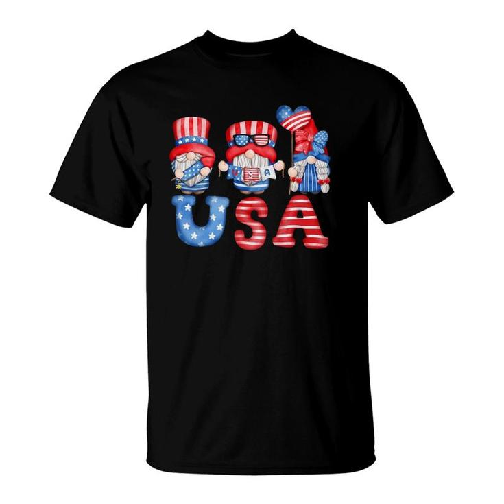 4Th Of July Usa American Flag Gnomes Patriotic Cute T-Shirt