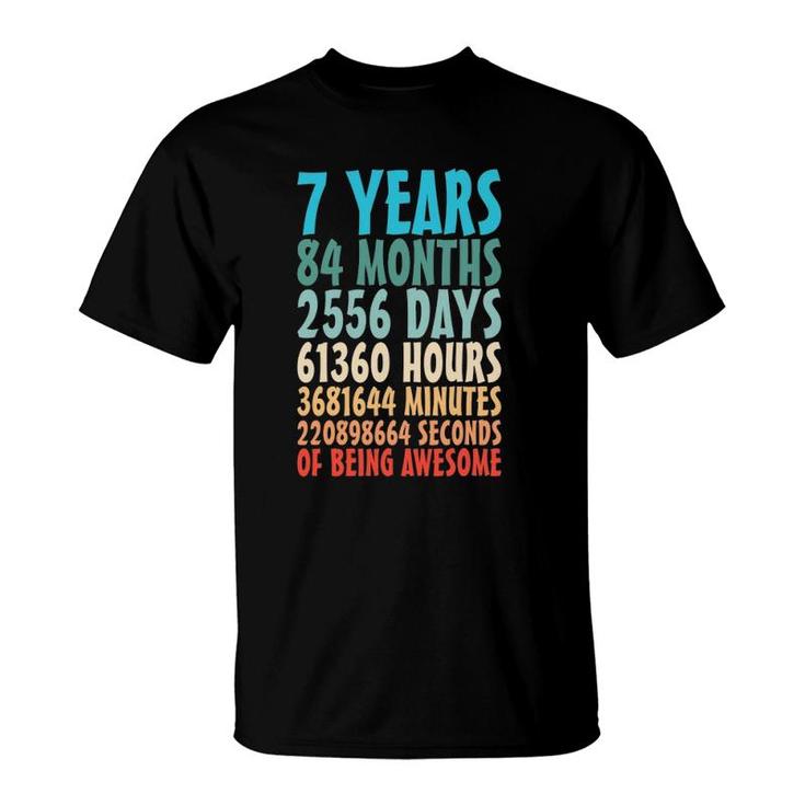 7 Years Of Being Awesome 84 Months 7Th Birthday 7 Years Old T-Shirt
