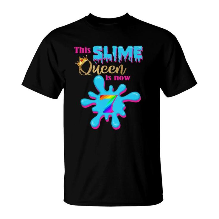 7 Yrs Old Birthday Party 7Th Bday 2015 This Slime Queen Is 7 T-Shirt