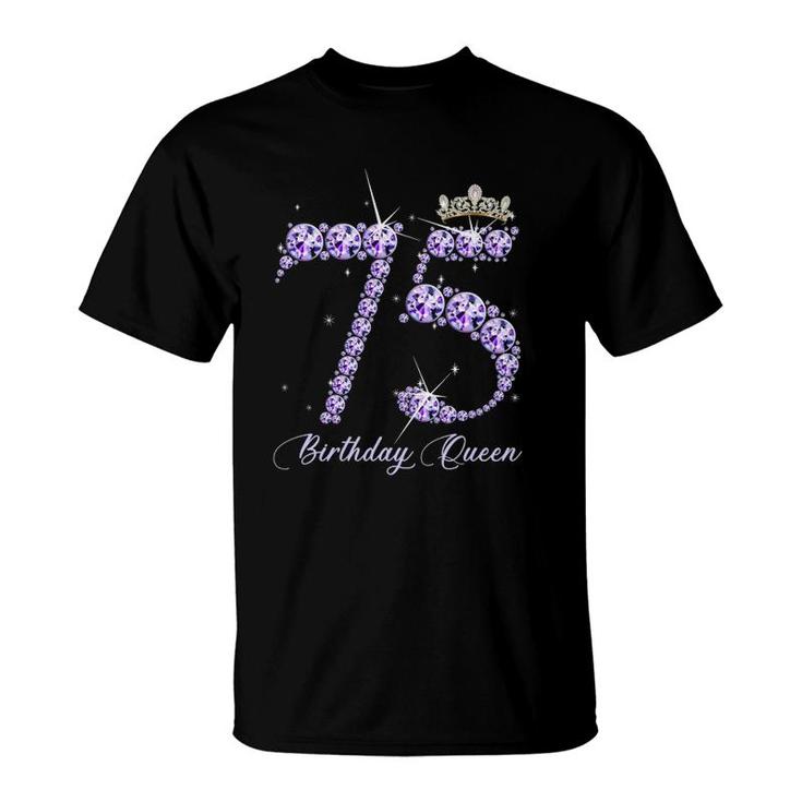 75 Years Old It's My 75Th Birthday Queen Diamond Heels Crown T-Shirt