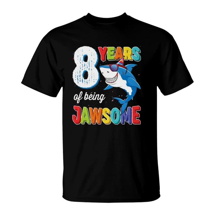 8 Years Old Boys Kids Jawsome Shark 8Th Birthday T-Shirt