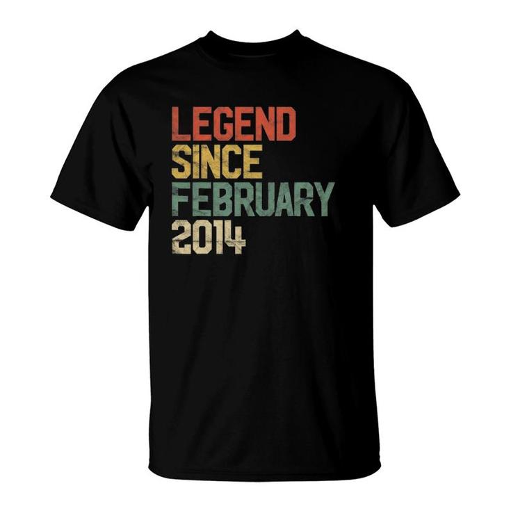 8 Years Old Gifts Legend Since February 2014 8Th Birthday T-Shirt
