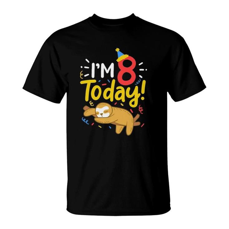 8Th Birthday Sloth Eight Years Old T-Shirt
