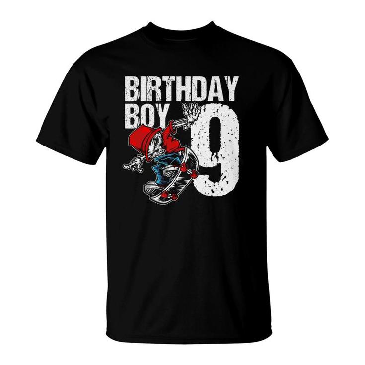 9 Years Old Skateboard Birthday Skateboarding Skate 9Th Gift T-Shirt