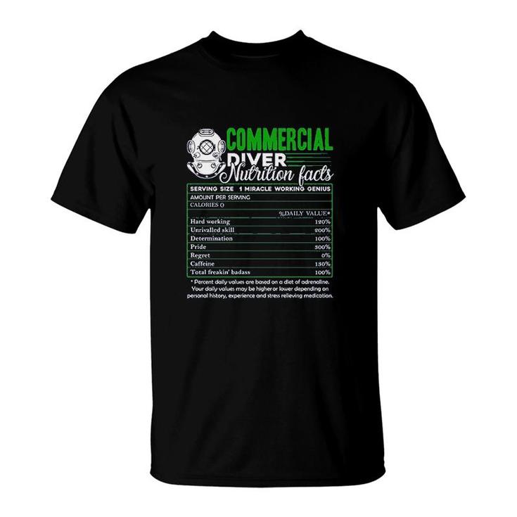 Addblack Commercial Diver  Commercial Diver Nutrition Facts T-Shirt