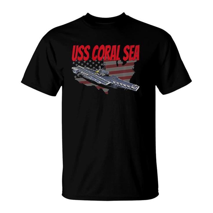Aircraft Carrier Uss Coral Sea Cva-43 For Grandpa Dad Son  T-Shirt