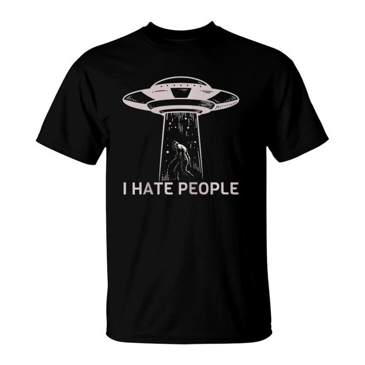 Alien Bigfoot Ufo - I Hate People Raglan Baseball Tee T-Shirt