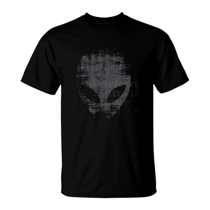 Alien Head Aliens Symbols Writing Ufo T-shirt - Thegiftio